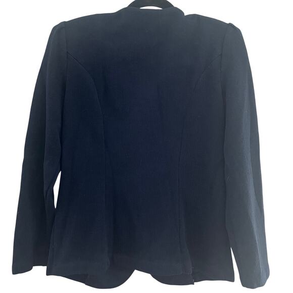 Vintage Navy Lace Flowers Sweater Blazer GrannyCore Made USA-Size 10 - Picture 2 of 7